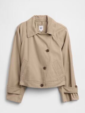GAP Short Cropped Trench Coat in Khaki